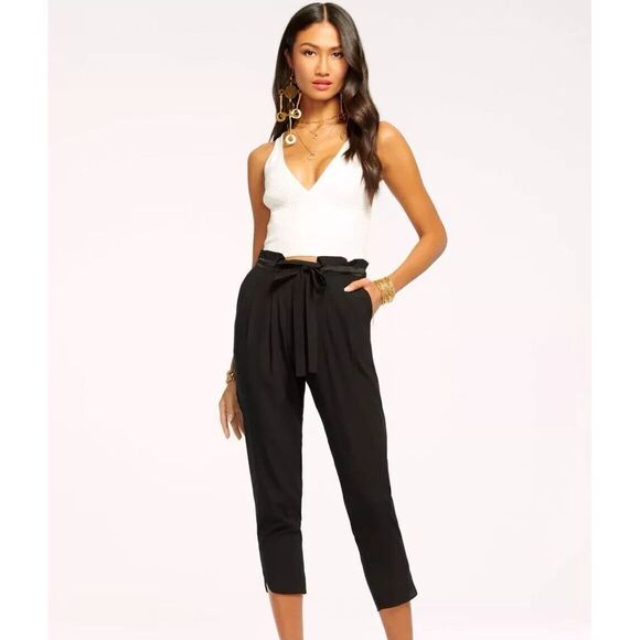 Ramy Brook Womens Allyn Silk Blend Pants Paperbag Tie Ruffled Waist Navy Size S - Picture 6 of 6